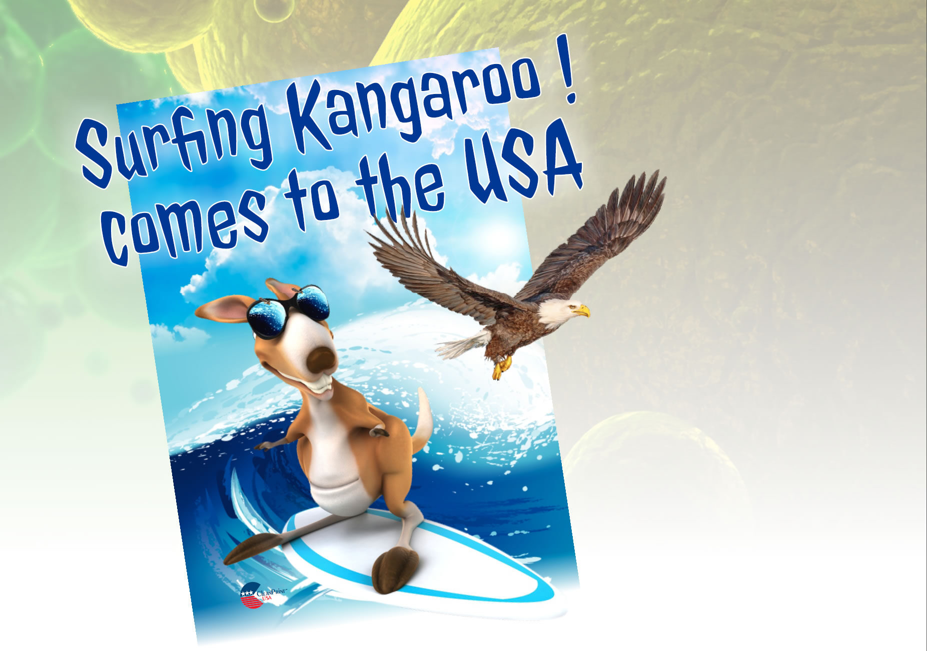 Free Surfing Kangaroo Coloring Book
